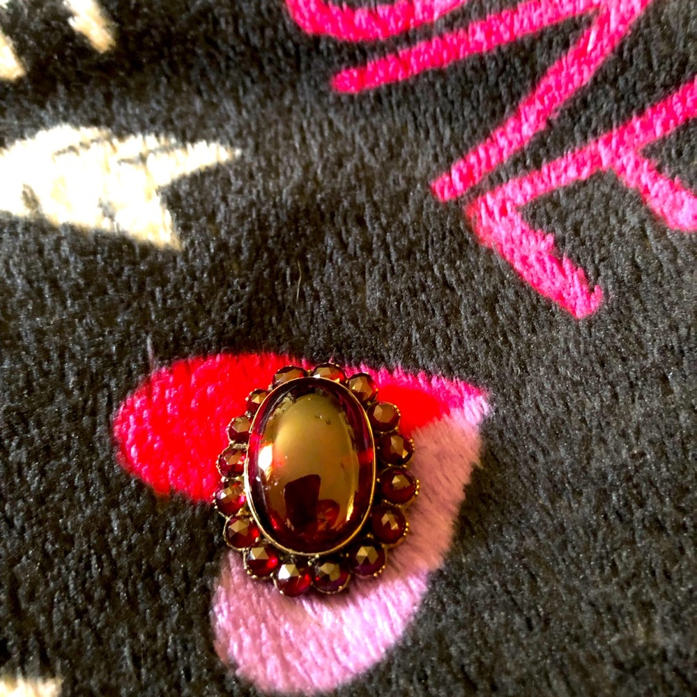 Red Ornate Brooch with Vintage Charm